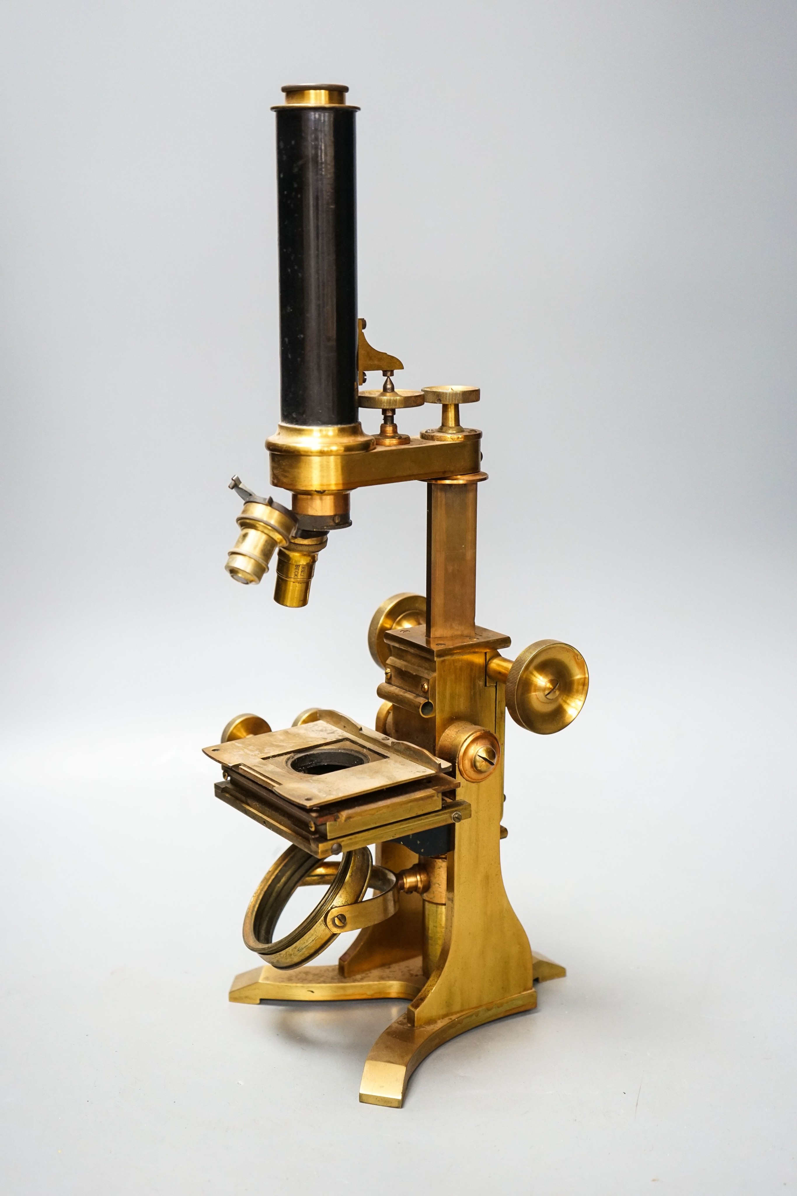 Baker, 244 High Holborn, London, a Victorian brass microscope
